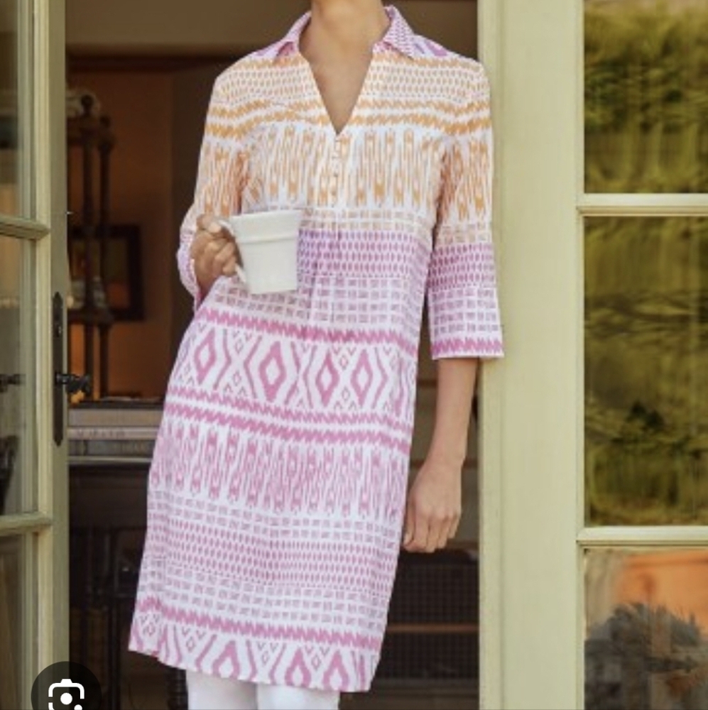 J McLaughlin Sophia Patterned Knee Length 100% Cotton Dress Women's XS